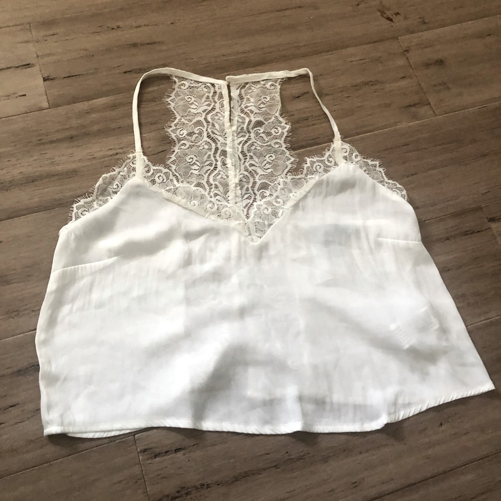 F21 white lace tank top